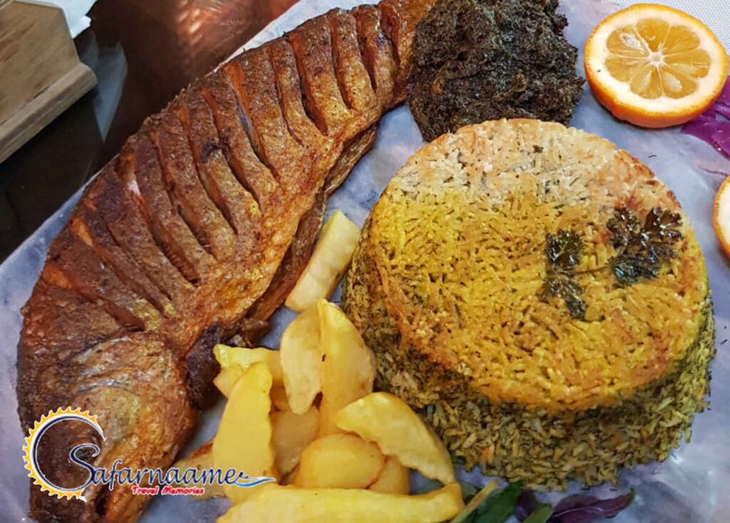 سبزی پلو با ماهی قزل آلا در مازندران 